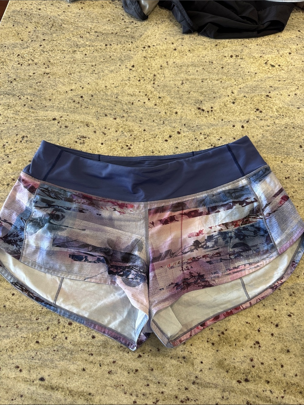 LULULEMON Printed Athletic Shorts with Purple Waistband